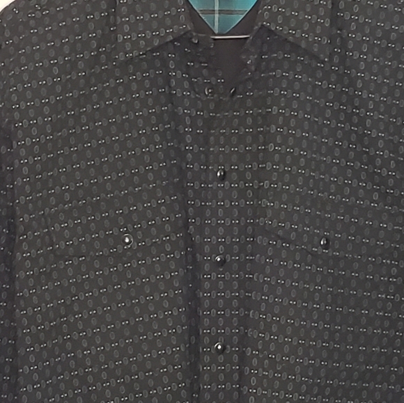 Panhandle Pearl Snap Men's Shirt Size Medium Tall Western Casual Green Dark Grey - Picture 4 of 14